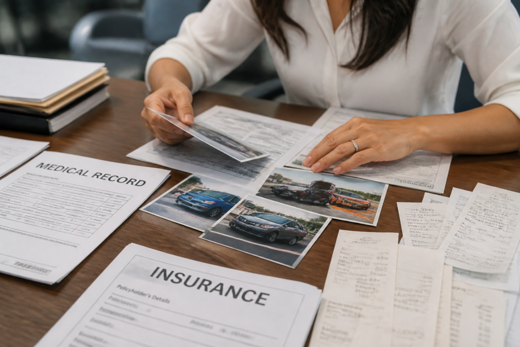 Medical records and accident documentation used to support a personal injury claim in Las Vegas.