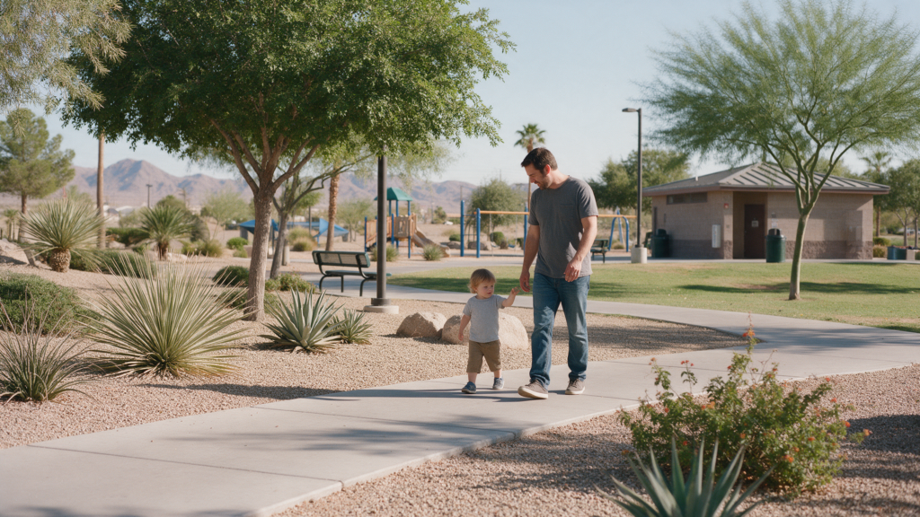 Father spending parenting time with his child in Las Vegas