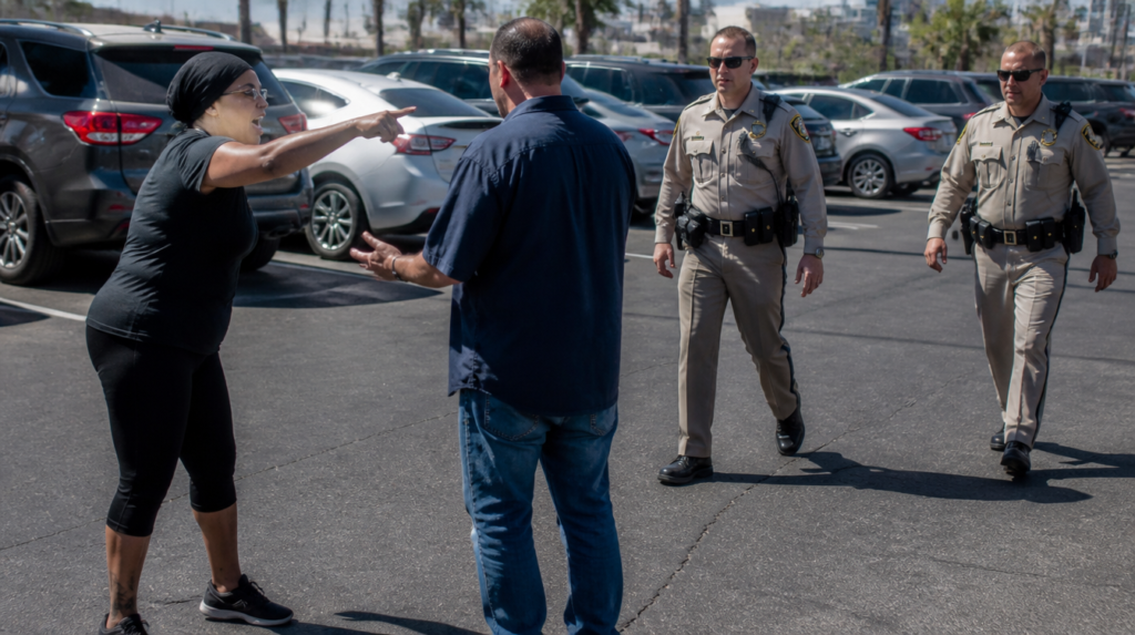 A domestic dispute in a Las Vegas parking lot