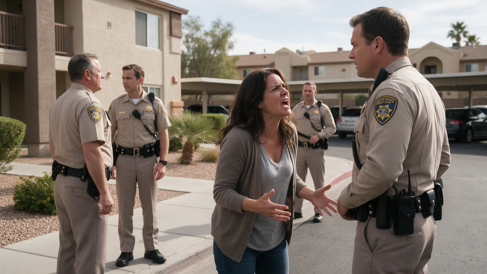 Woman being arrested for domestic violence in Las Vegas