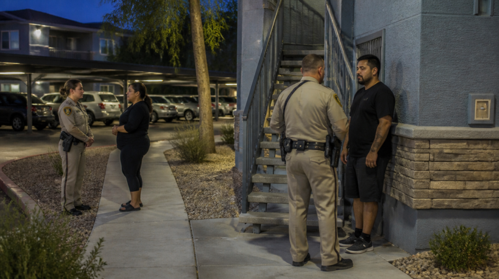 Police responding to a domestic violence scene
